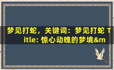 梦见打蛇，关键词：梦见打蛇

 Title: 惊心动魄的梦境——我如何与蛇共舞？